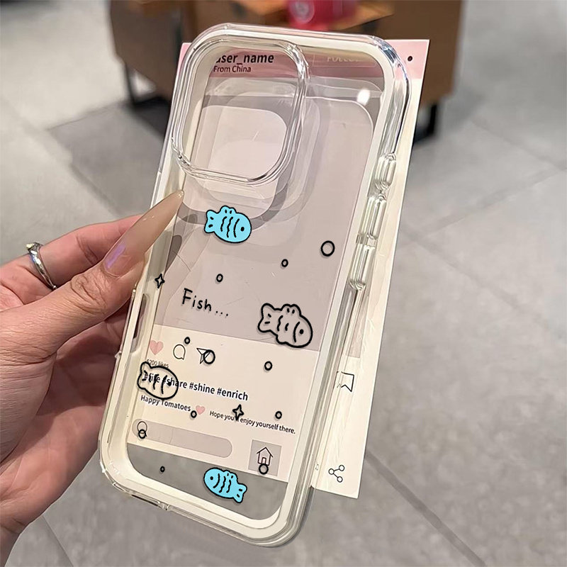 シンプルで可愛い小さな魚柄2in1クリアケース Samsun - Samsung Galaxy A55 のレビューと価格