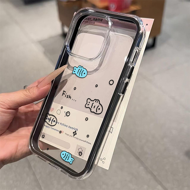 シンプルで可愛い小さな魚柄2in1クリアケース Samsun - Samsung Galaxy A55 のレビューと価格