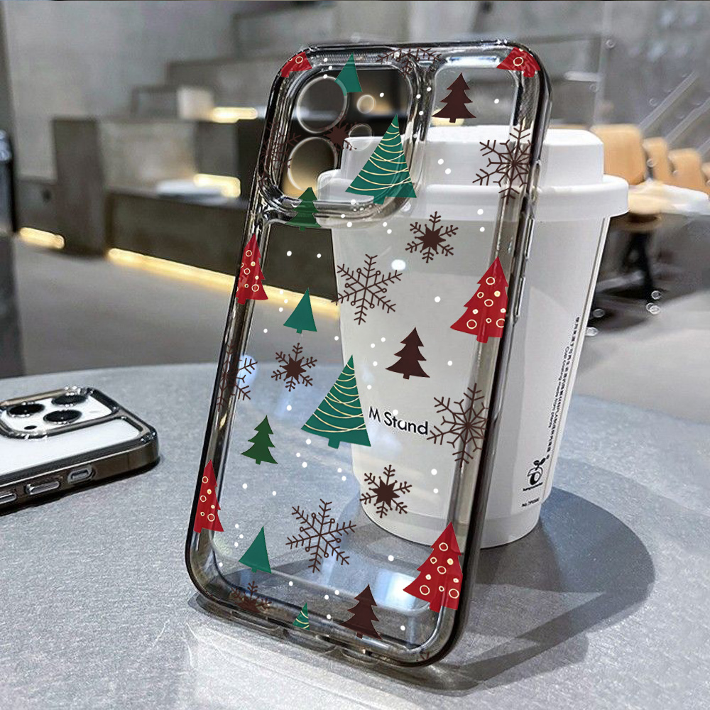 冬の雪の結晶をモチーフにしたクリスマスツリー柄の透明スマホケ - Apple Iphone 15 Pro Max のレビューと価格